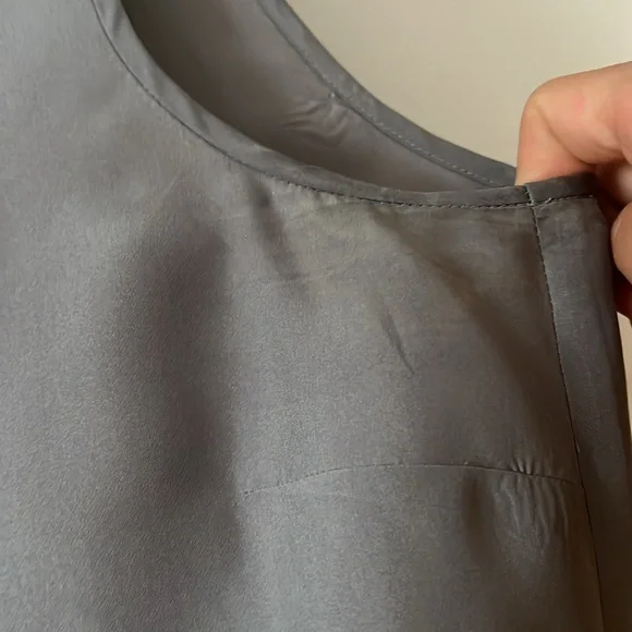 JCrew Silk Gray Ruffle Sleeveless Blouse - Picture 4 of 5